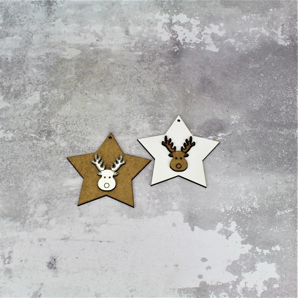 Zawieszka Gwiazdka z Reniferem 2 szt