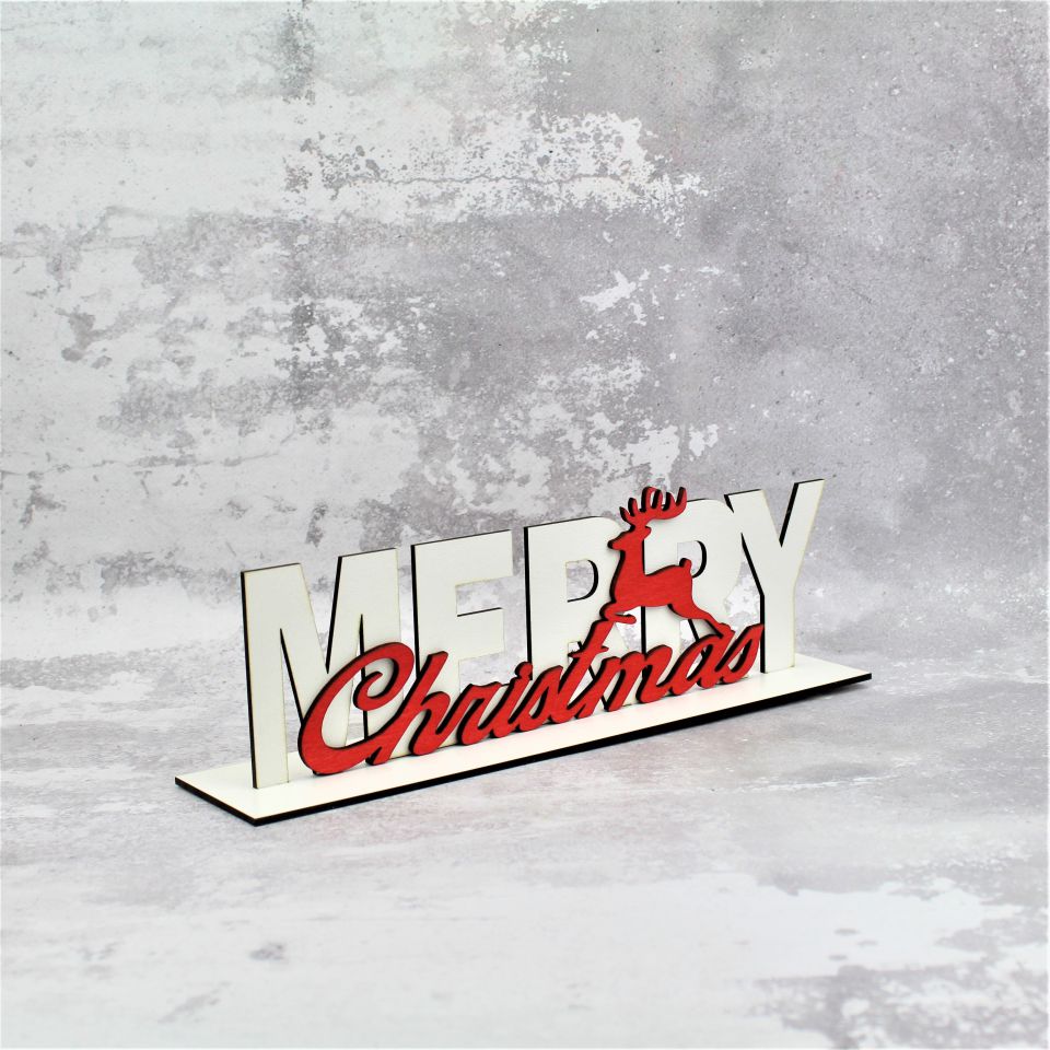 MERRY CHRISTMAS Dekoracja Świąteczna Biała - obrazek 2