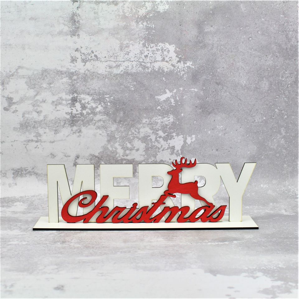 MERRY CHRISTMAS Dekoracja Świąteczna Biała