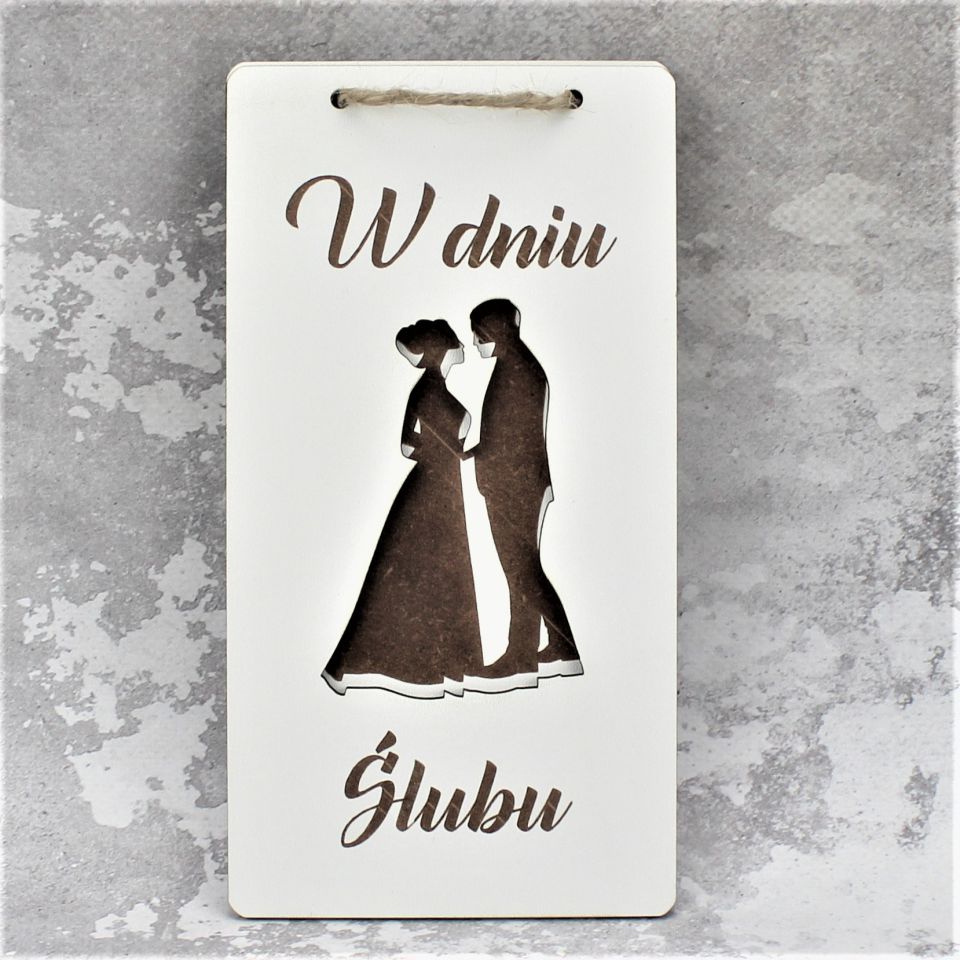 Ślub Kartka Drewniana z Życzeniami dla Młodej Pary - obrazek 2