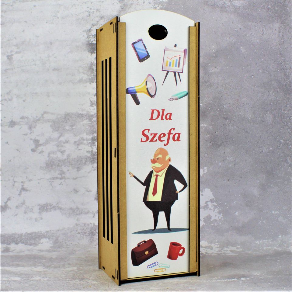Skrzynka na Wino z nadrukiem Dla Szefa