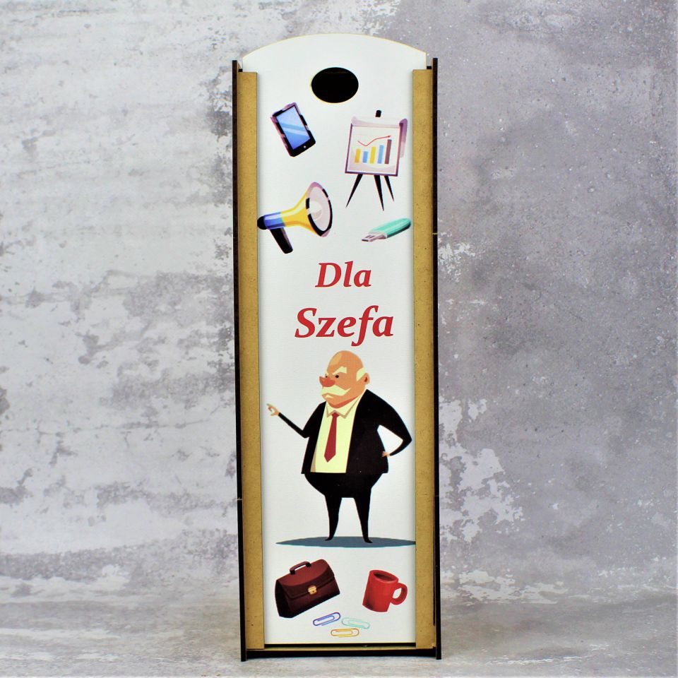 Skrzynka na Wino z nadrukiem Dla Szefa - obrazek 2