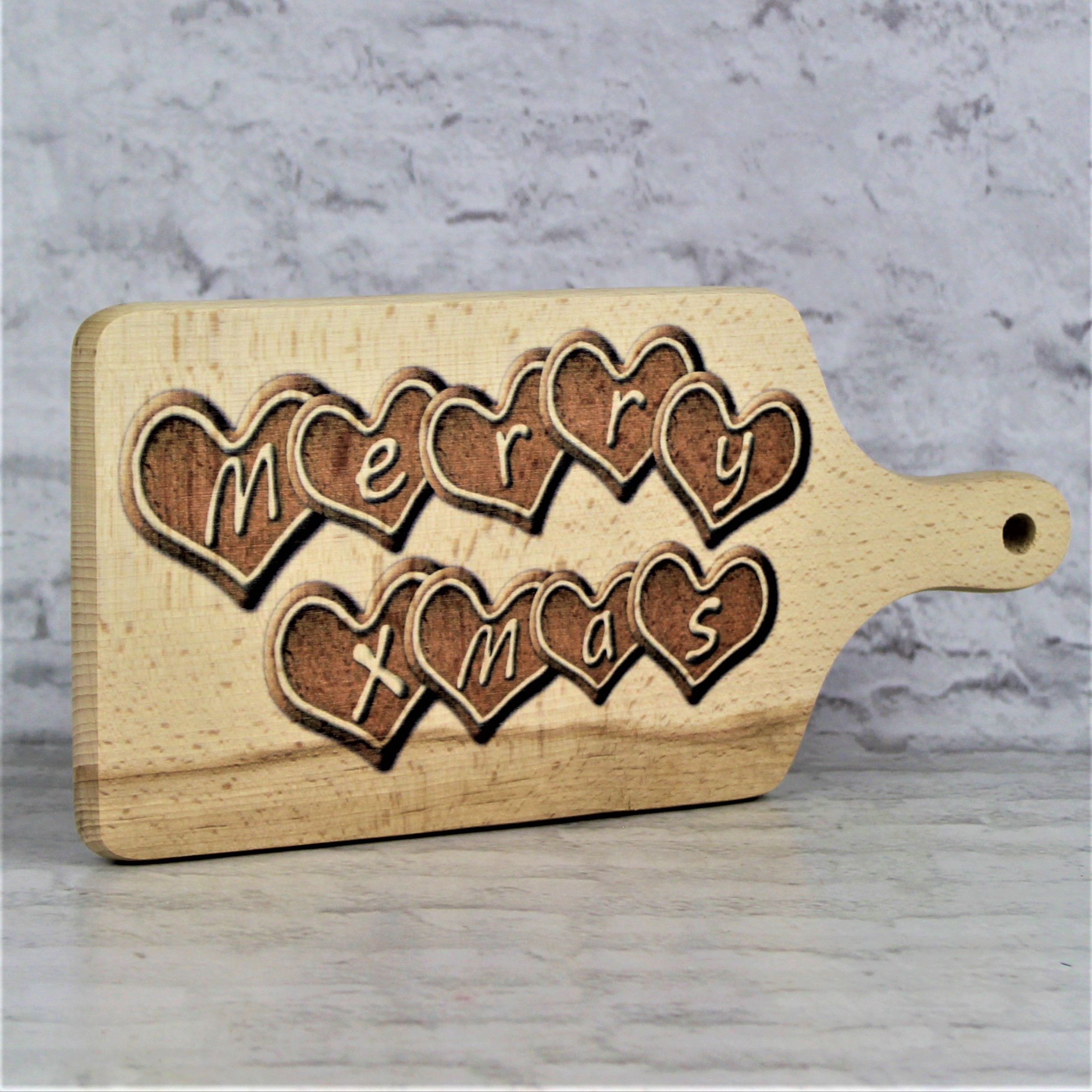 Świąteczna Drewniana Deska Kuchenna Nadruk WESOŁYCH ŚWIĄT Dekoracja - obrazek 3