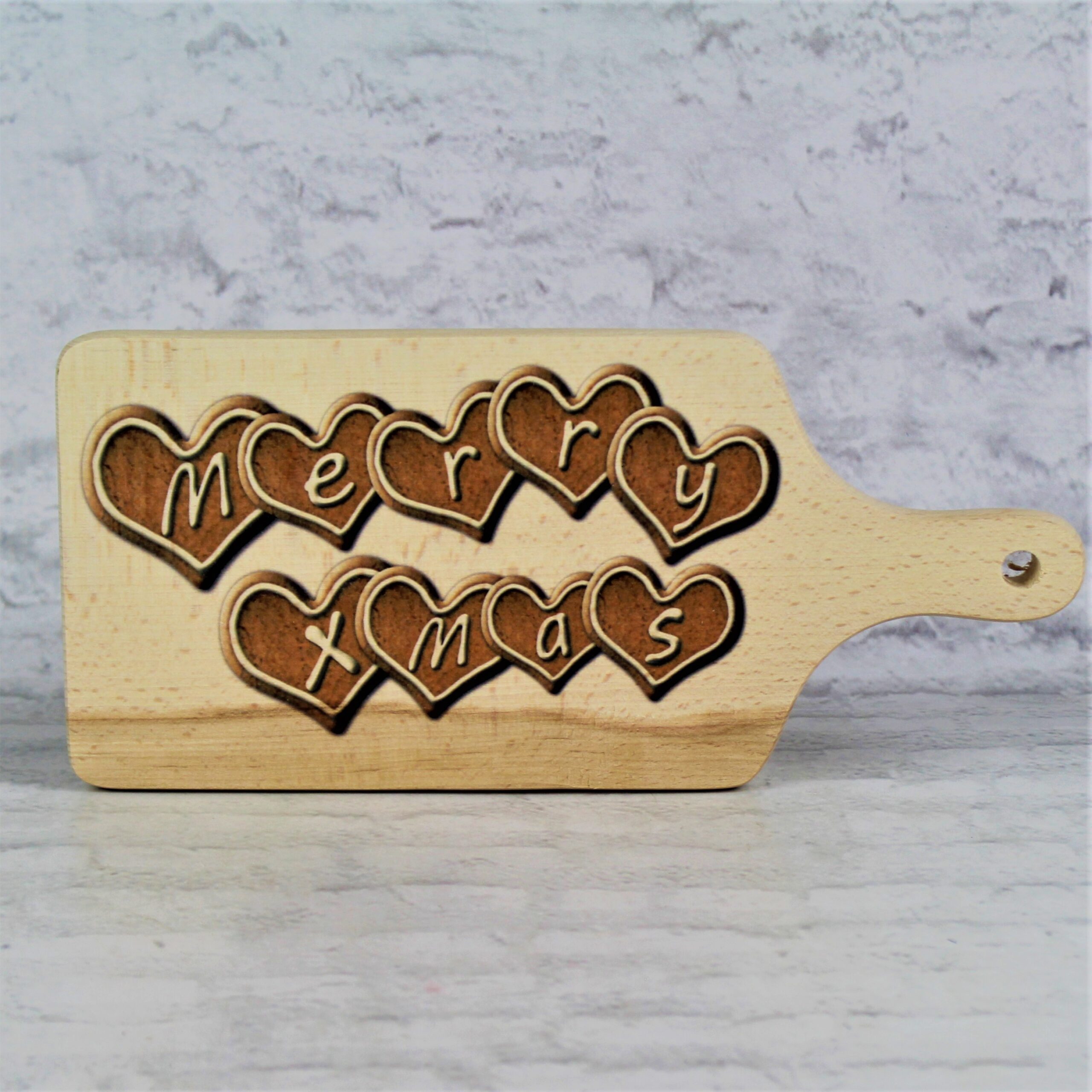 Świąteczna Drewniana Deska Kuchenna Nadruk WESOŁYCH ŚWIĄT Dekoracja - obrazek 4