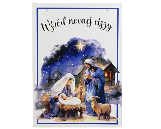 Tablica Świąteczna Zawieszka WSRÓD NOCNEJ CISZY Boże Narodzenie Dekoracja