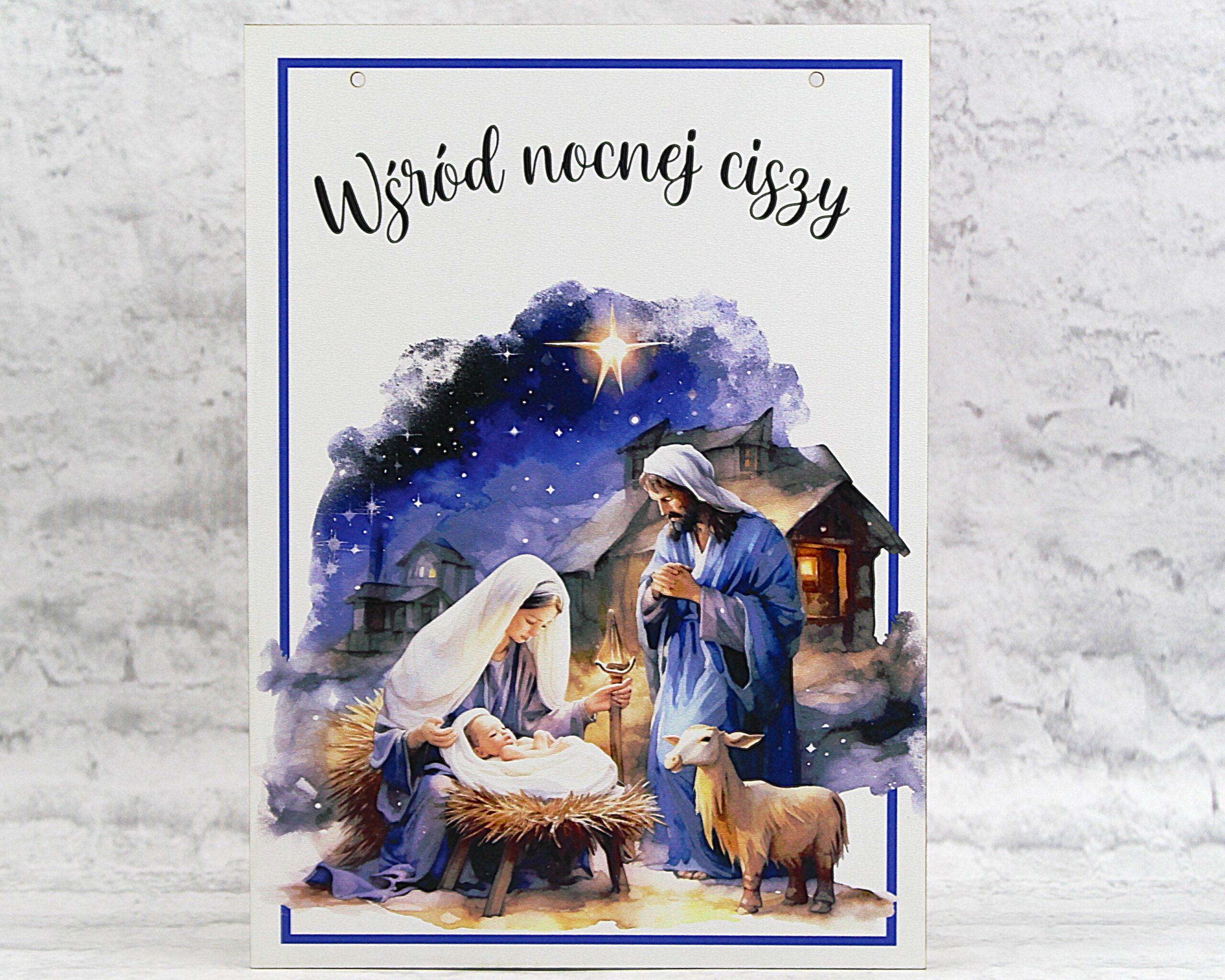 Tablica Świąteczna Zawieszka WSRÓD NOCNEJ CISZY Boże Narodzenie Dekoracja - obrazek 2