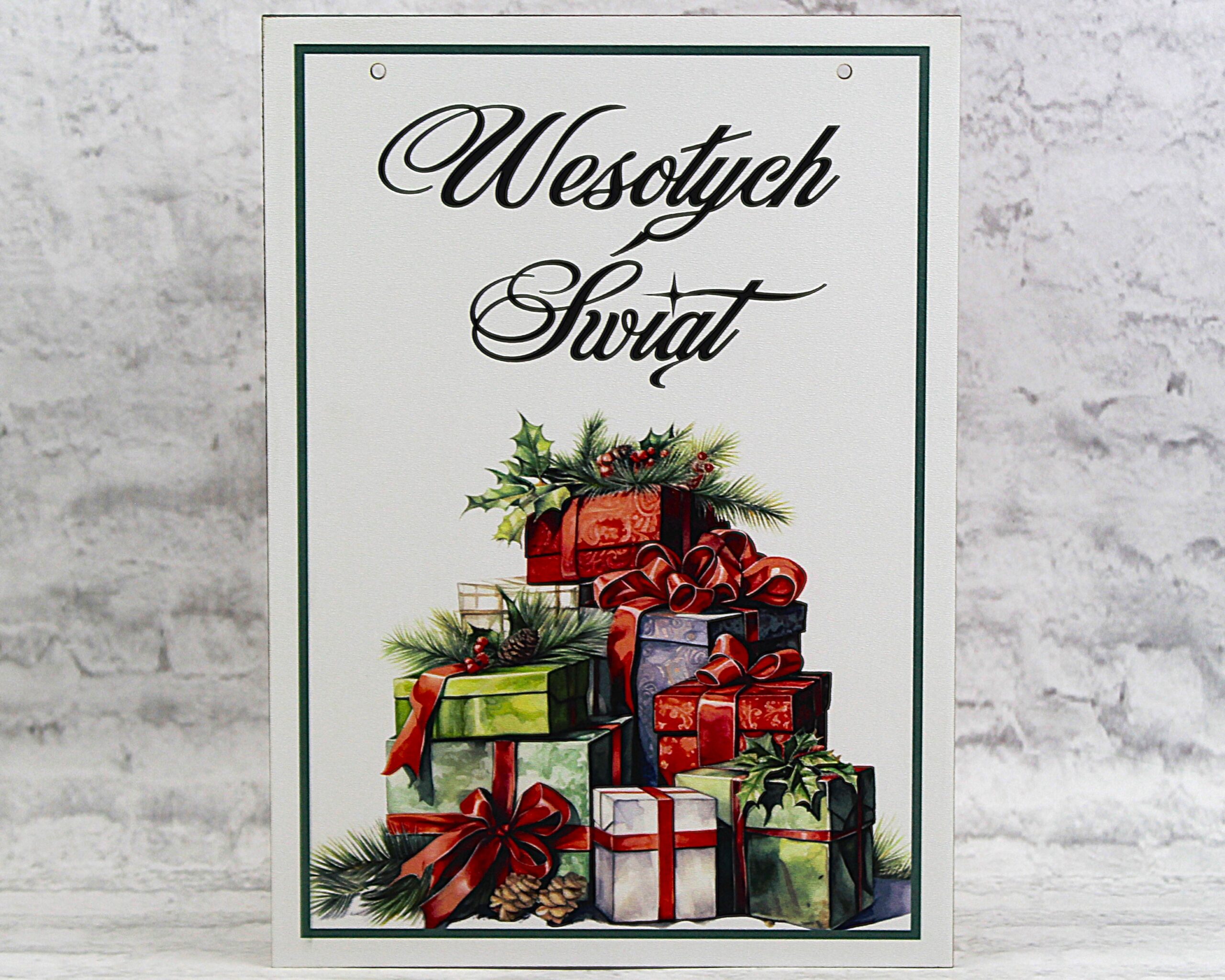 Tablica Świąteczna Zawieszka WESOŁYCH ŚWIĄT Dekoracja Boże Narodzenie - obrazek 2