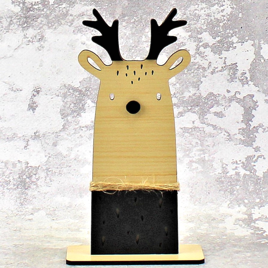 Boże Narodzenie RENIFEREK CZARNY Stojak Figurka 18 cm Dekoracja Świąteczna - obrazek 2