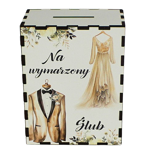 Skarbonka z Kolorowym Nadrukiem NA WYMARZONY ŚLUB