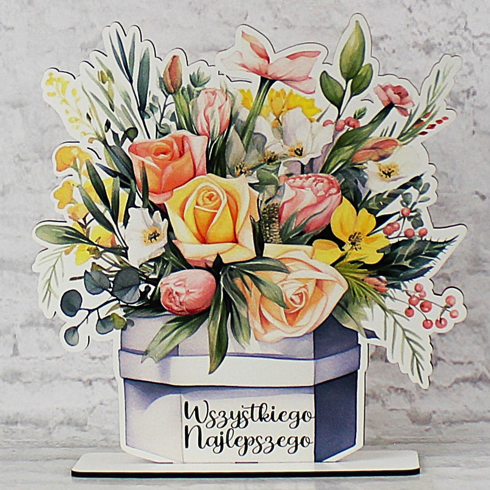 Stojak Kwiatowy Nadruk Wszystkiego Najlepszego Prezent dla Kobiety - obrazek 2
