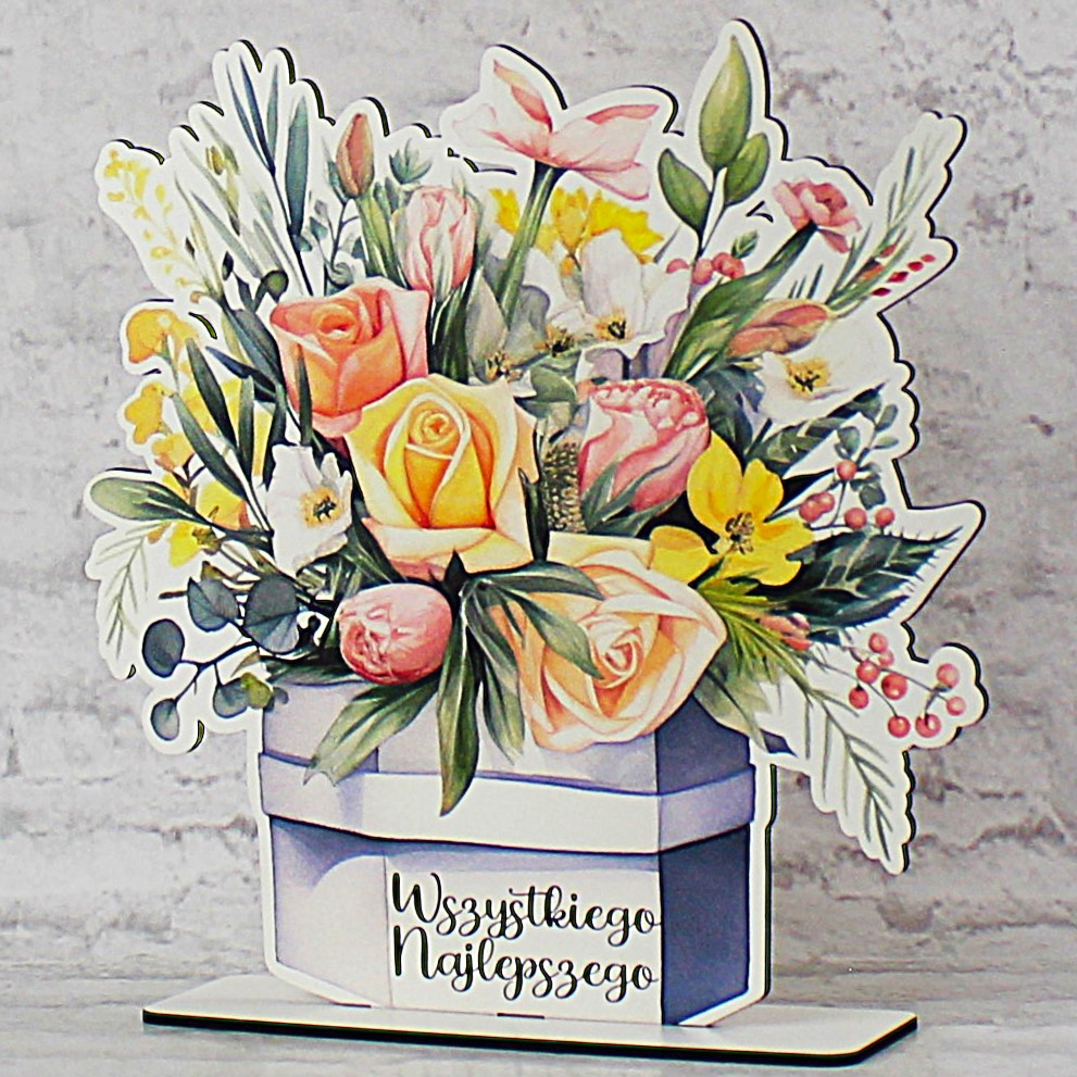 Stojak Kwiatowy Nadruk Wszystkiego Najlepszego Prezent dla Kobiety - obrazek 3
