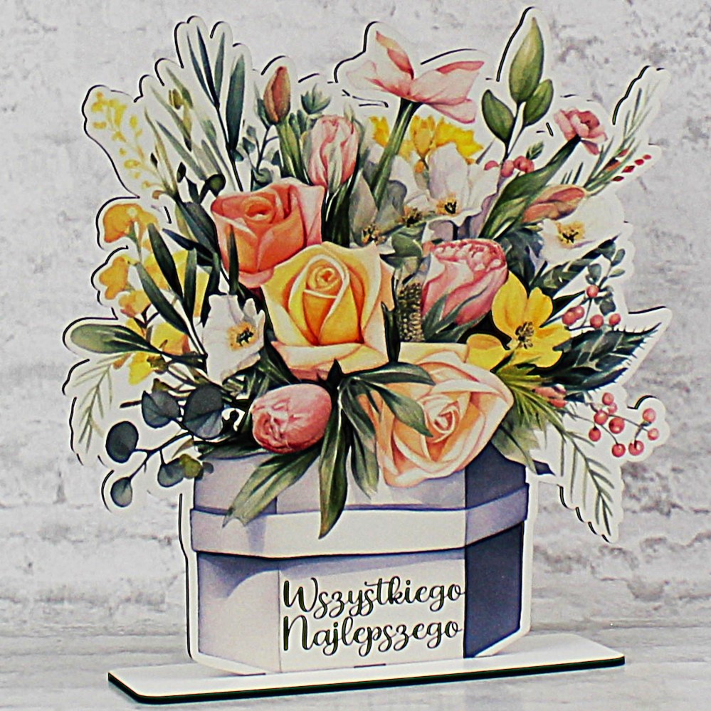 Stojak Kwiatowy Nadruk Wszystkiego Najlepszego Prezent dla Kobiety - obrazek 4