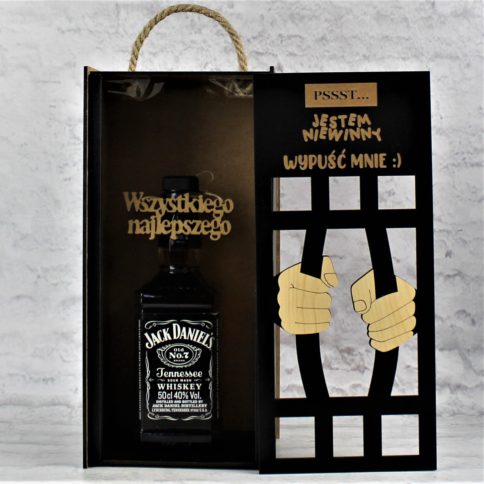 Skrzynka na Whisky Dla Mężczyzny Grawer JESTEM NIEWINNY - obrazek 5