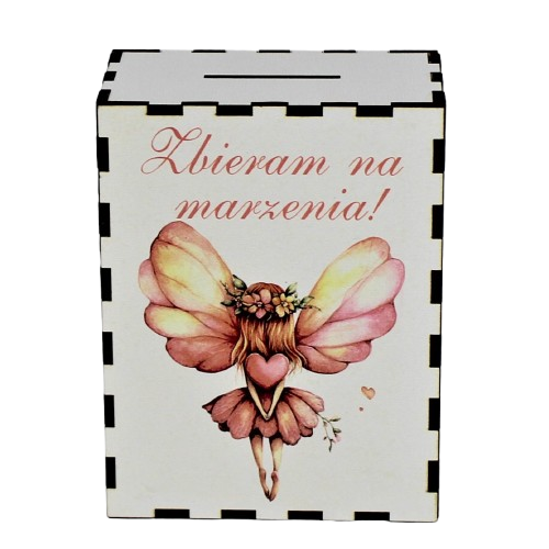 Skarbonka Dekoracyjna z nadrukiem Zbieram na Marzenia