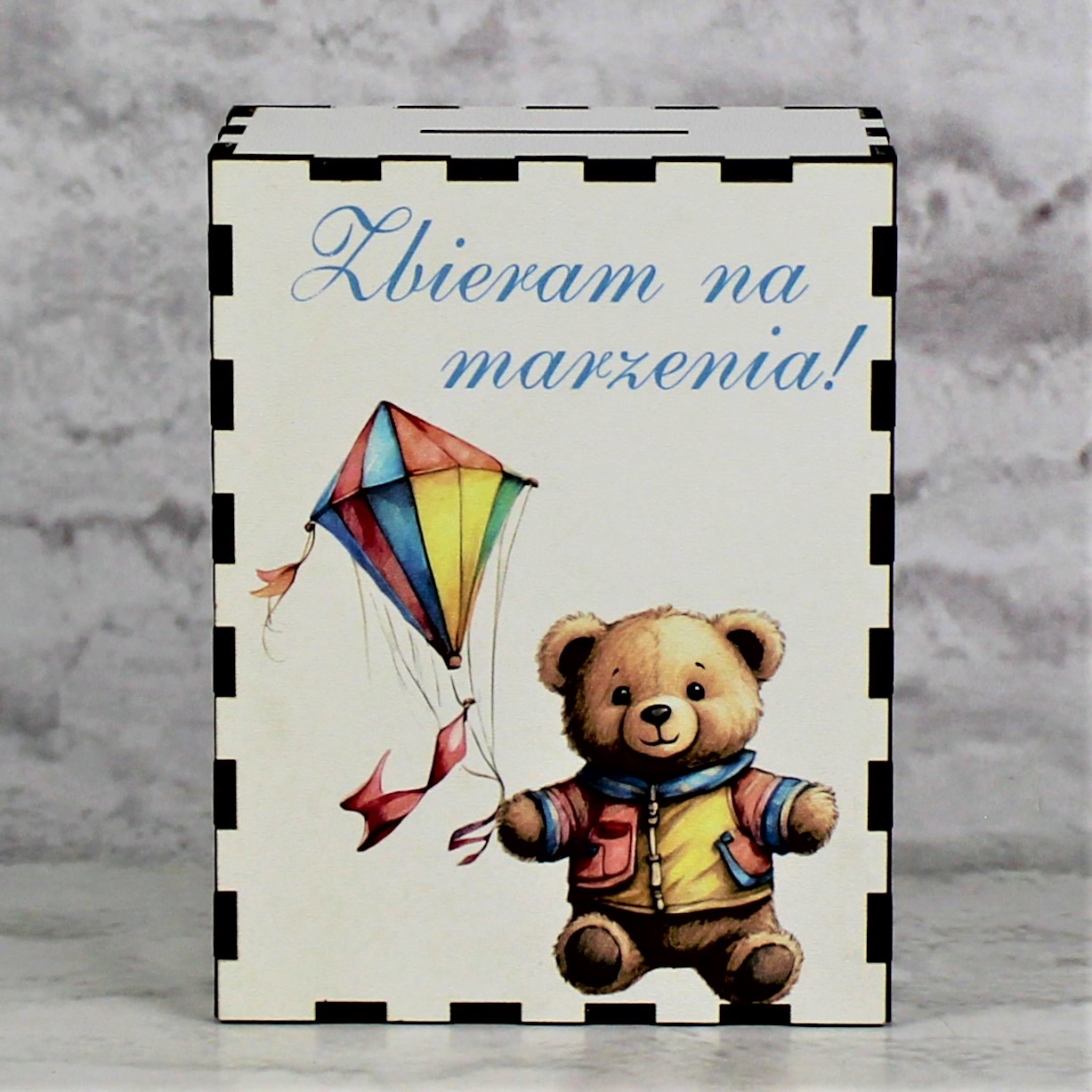 Skarbonka Dekoracyjna z nadrukiem Zbieram na Marzenia - obrazek 3