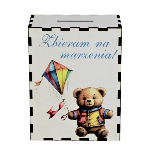 Skarbonka Dekoracyjna z nadrukiem Zbieram na Marzenia