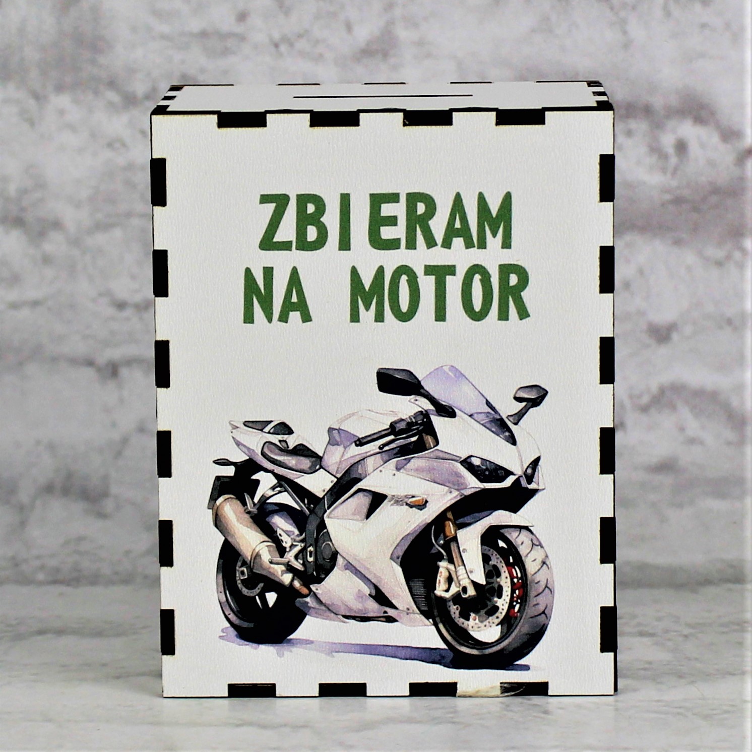 Skarbonka Dekoracyjna z nadrukiem Zbieram na Motor - obrazek 4