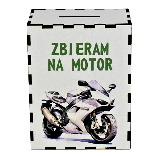 Skarbonka Dekoracyjna z nadrukiem Zbieram na Motor