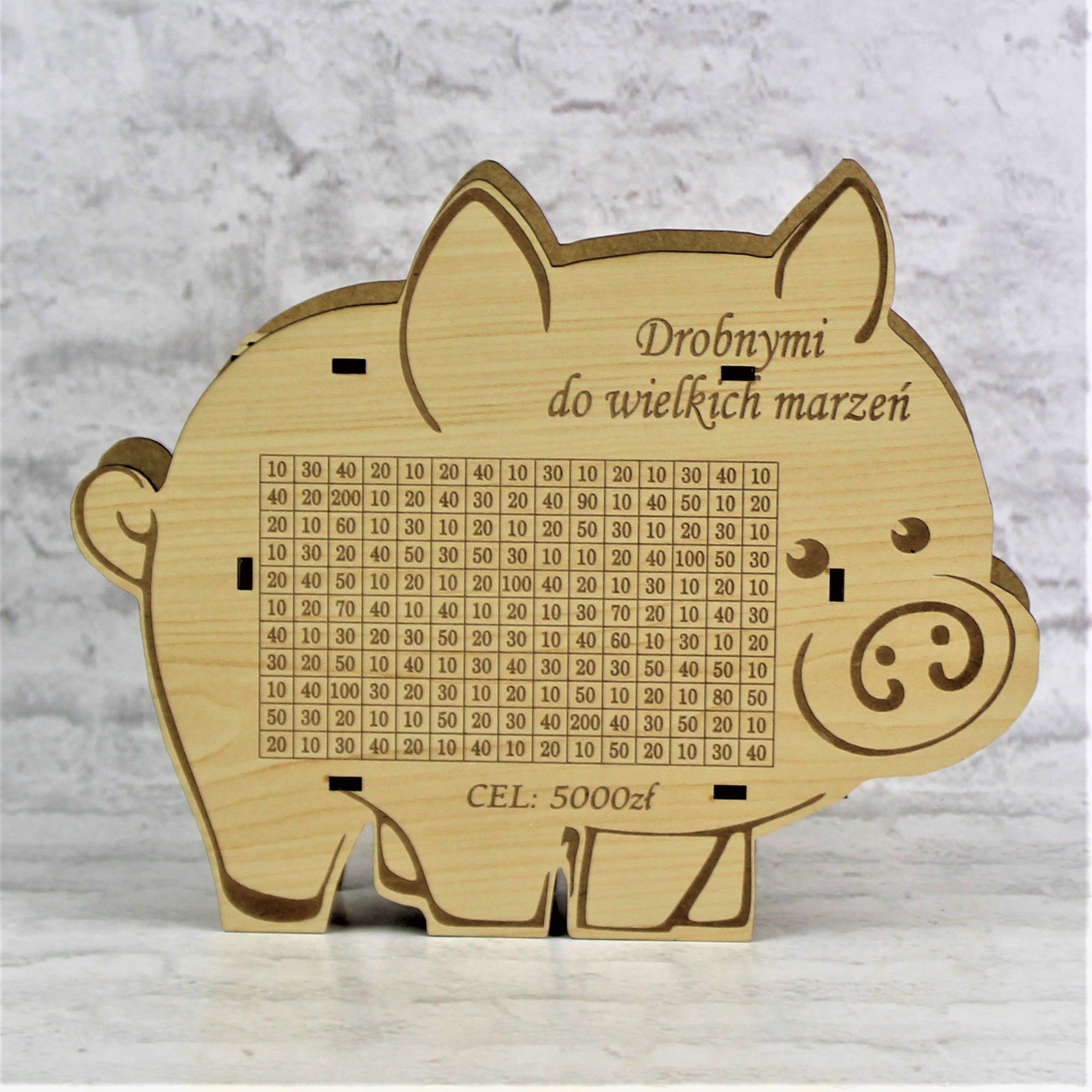 Skarbonka Świnka Cel 5000 Z Grawerem Personalizowana Motywacja Oszczędzanie - obrazek 2
