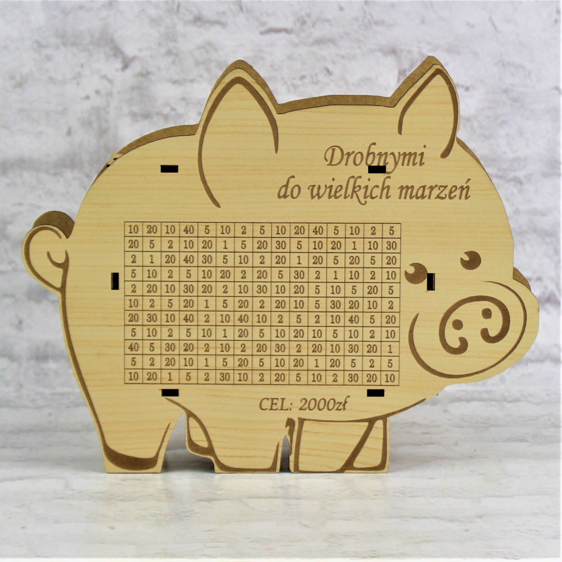 Skarbonka Świnka Cel 2000 Z Grawerem Personalizowana Motywacja Oszczędzanie - obrazek 2