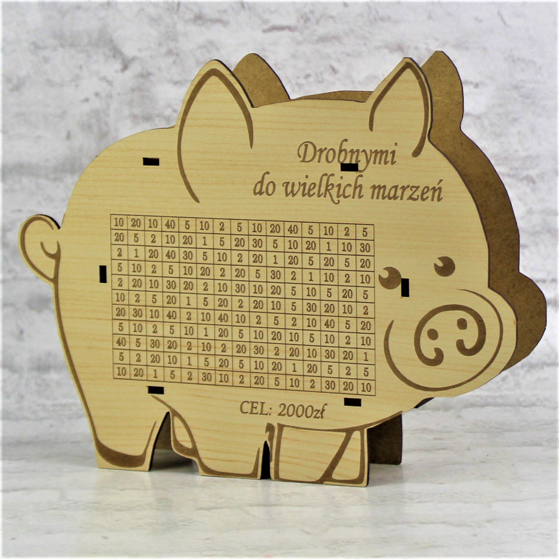 Skarbonka Świnka Cel 2000 Z Grawerem Personalizowana Motywacja Oszczędzanie - obrazek 3