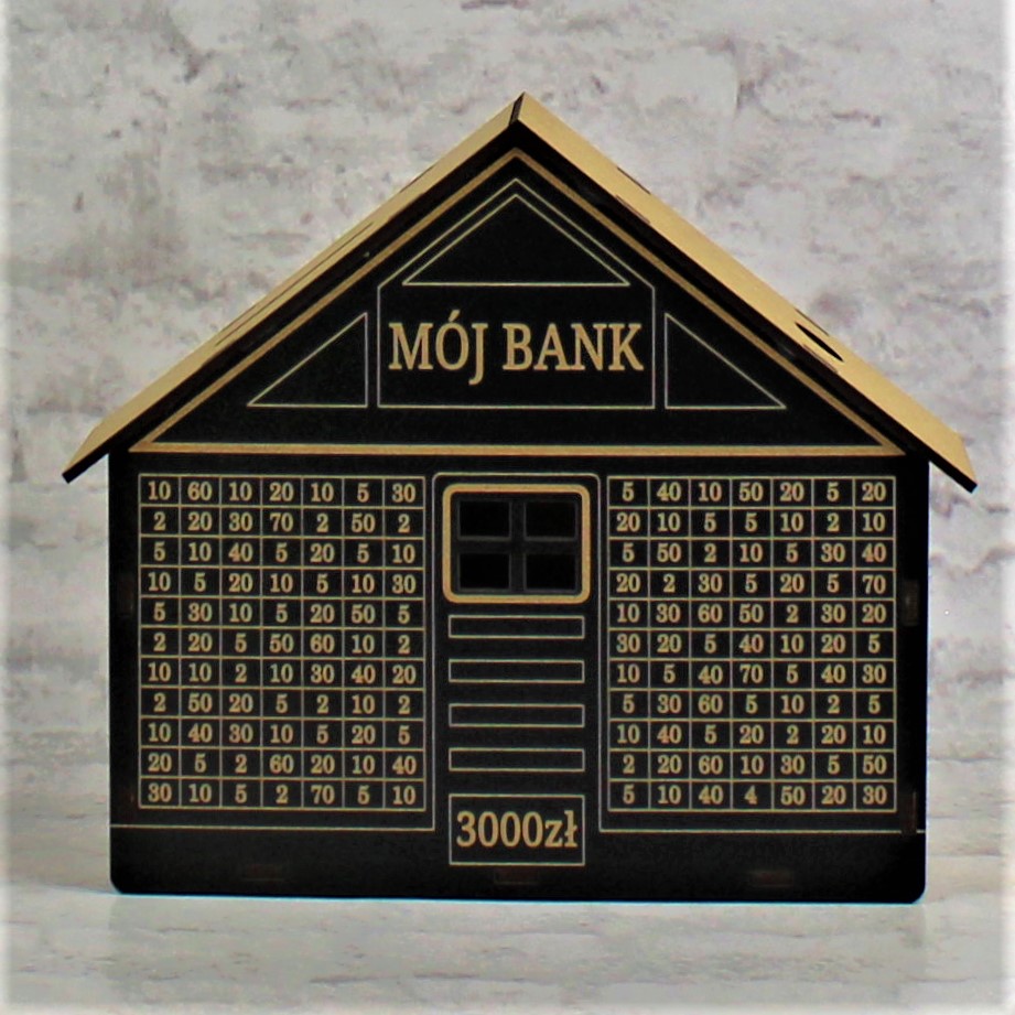 Skarbonka Czarna z Grawerem MÓJ BANK Kwota do wyboru Personalizacja - obrazek 2
