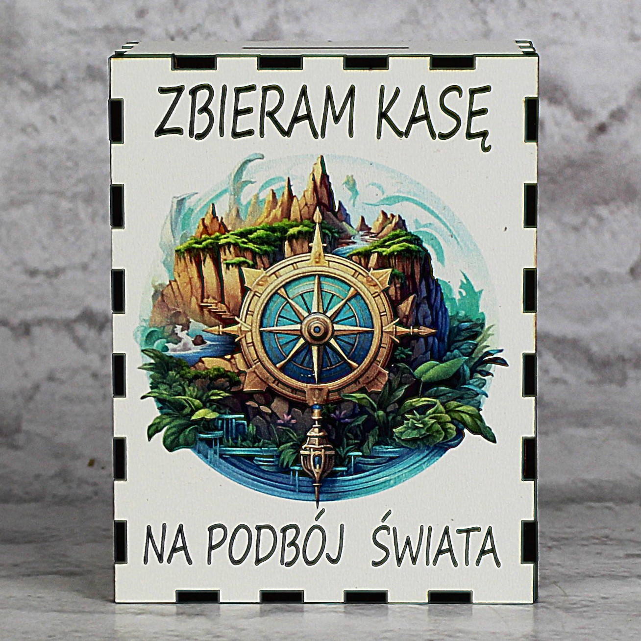 Skarbonka z Kolorowym Nadrukiem ZBIERAM KASĘ NA PODBÓJ ŚWIATA - obrazek 2