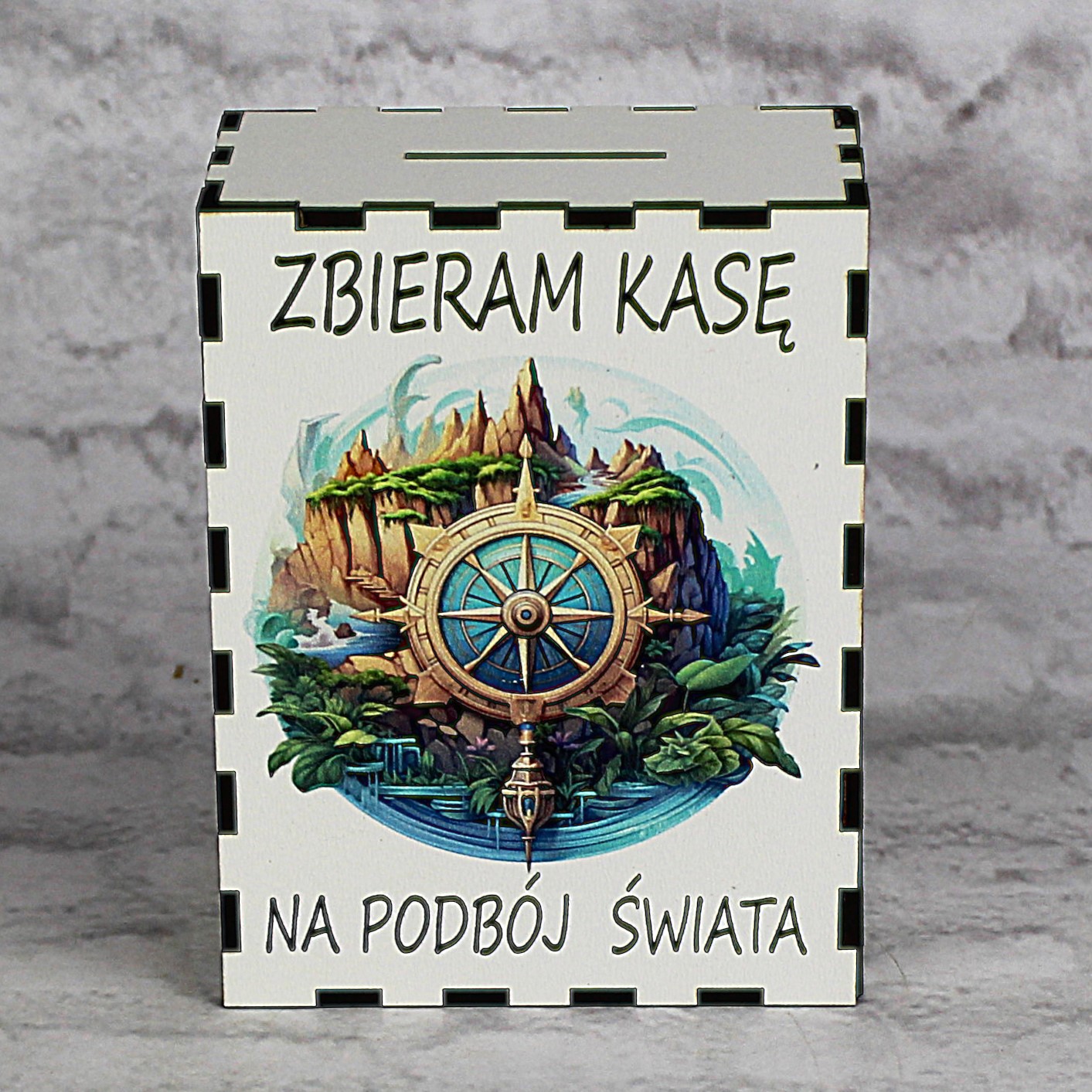 Skarbonka z Kolorowym Nadrukiem ZBIERAM KASĘ NA PODBÓJ ŚWIATA - obrazek 3