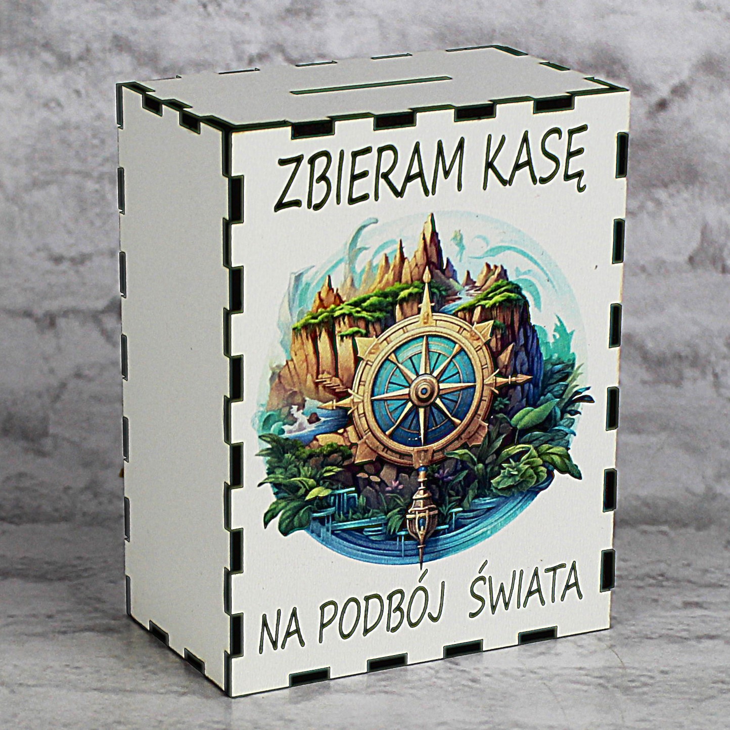 Skarbonka z Kolorowym Nadrukiem ZBIERAM KASĘ NA PODBÓJ ŚWIATA - obrazek 4