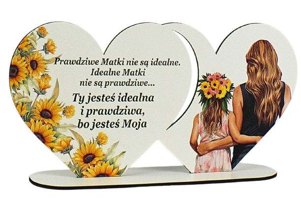 Dla Mamy Stojak Serce Podwójne z dedykacją Prezent na DZIEŃ MATKI