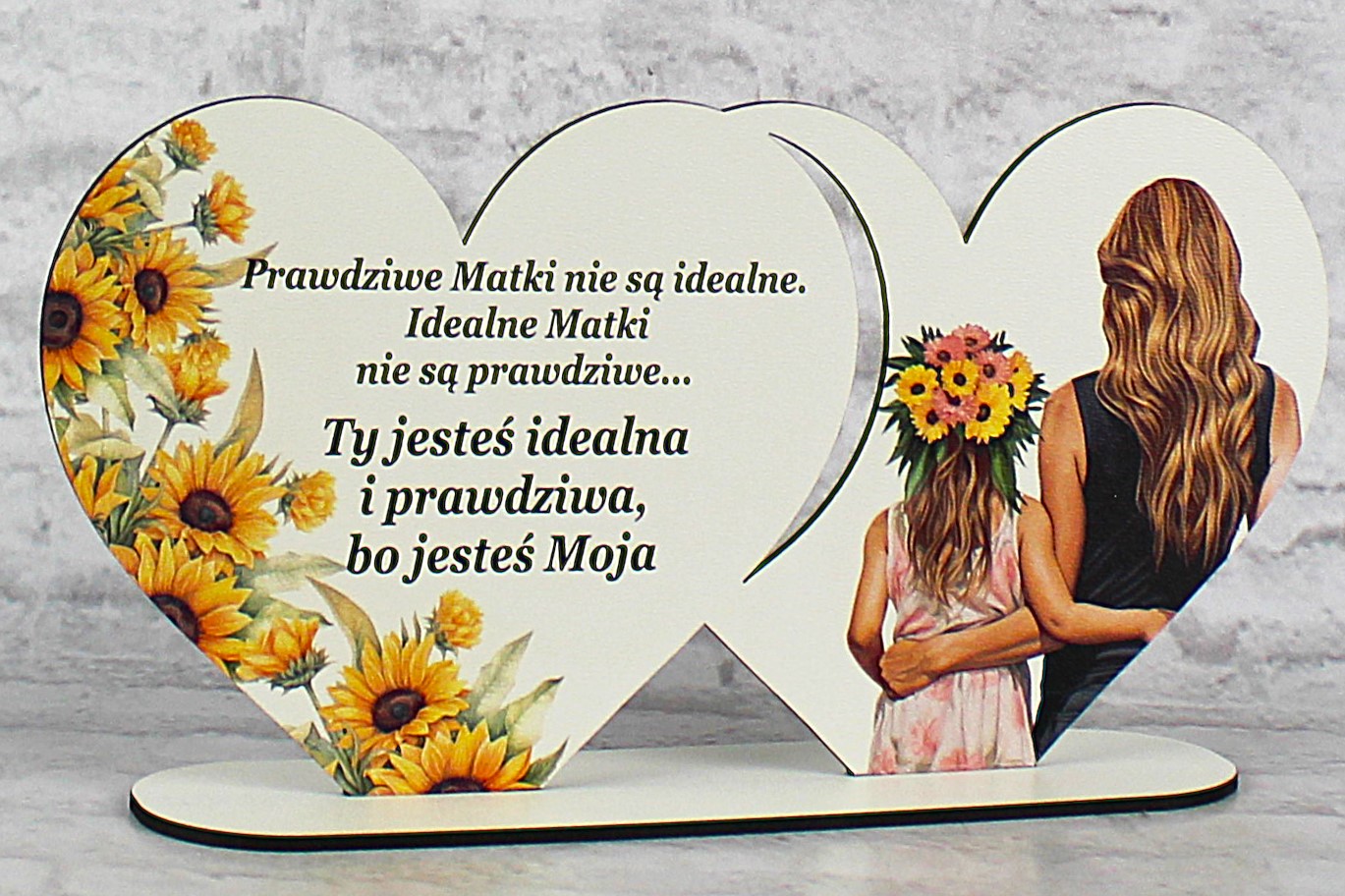 Dla Mamy Stojak Serce Podwójne z dedykacją Prezent na DZIEŃ MATKI - obrazek 3
